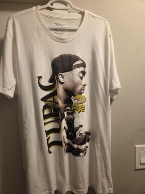 Bravado White Tupac Profile & Graphic Short Sleeve Tee